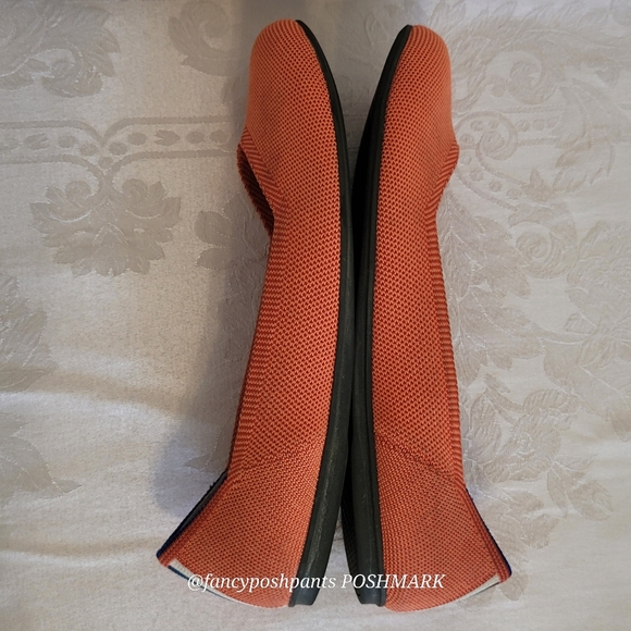 rare!ROTHY'S orange flats with blue and white stripe back mesh slip-on shoe - Picture 9 of 17